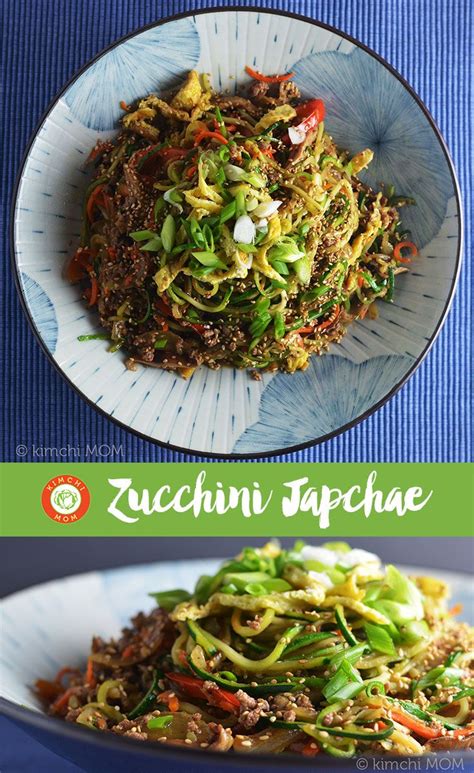 This is a great use for leftovers, too. Zucchini Japchae #kimchimom | Japchae, Kimchi, Zucchini