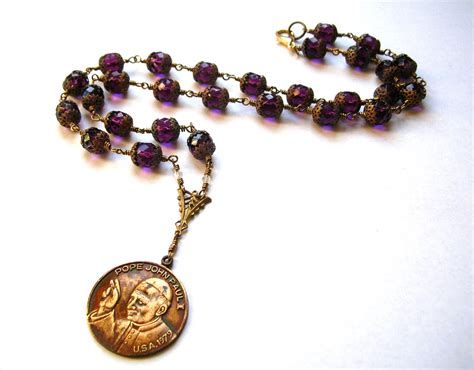 Priest Necklace Pope Necklace Long Religious Purple