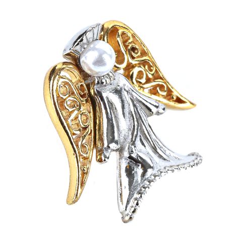 Gold And Silver Angels Will Watch Over You Lapel Pin Mardel 3886157