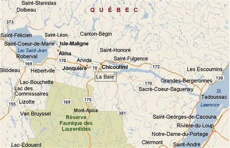 La Baie Chicoutimi Co Quebec Area Map And More