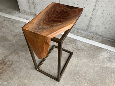 Walnut Waterfall C Table Laptop Table Side Table Industrial Etsy