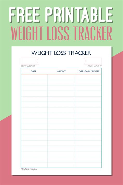 Free Printable Weight Tracker Chart