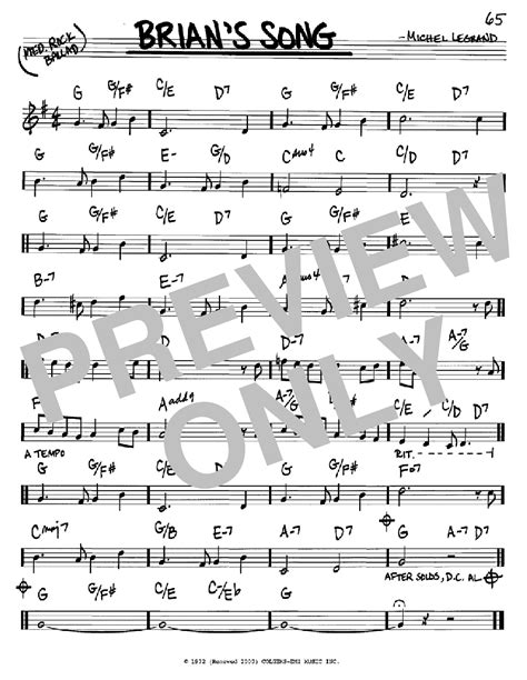 Brians Song Real Book Melody And Chords C Instruments Print Now