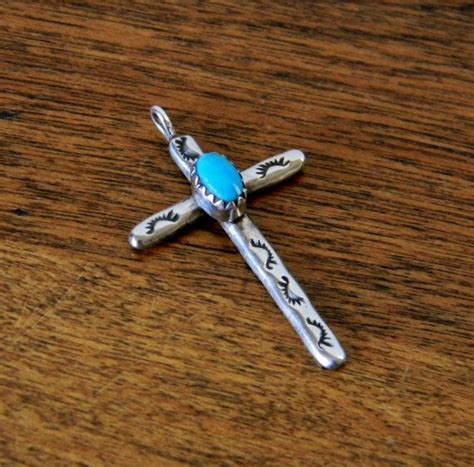 Vintage Native American Sterling Silver Cross Pendant With Etsy