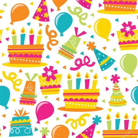 Retro Birthday Party Seamless Pattern Background — Stock Vector