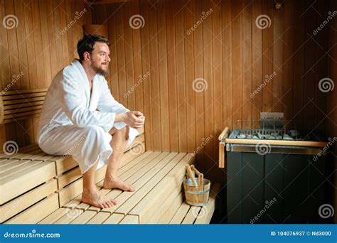 Healthy Male In Sauna Relaxing Stock Image Image Of Luxury Enjoyment 104076937