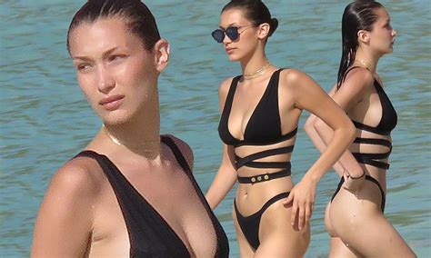 bella hadid shows off in eye popping bikini while relaxing in st barths daily mail online