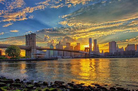 Bridges Brooklyn Bridge Sunrise Beautiful New York Sky Wallpaper Wide