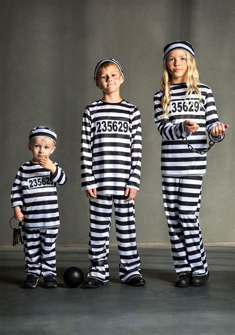 Striped Prisoner Costume For Toddlers Jailbird Costume For Kids