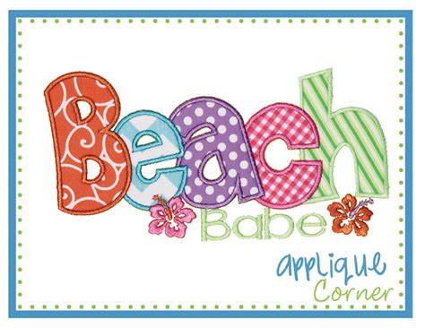 Beach Babe Applique Design Applique Corner