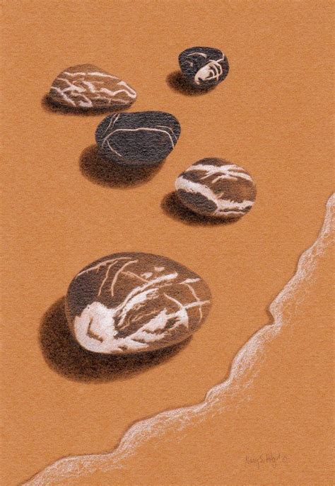 Pebbles By The Tide Nancy Hilgert Graphite And Colored Pencil Ink