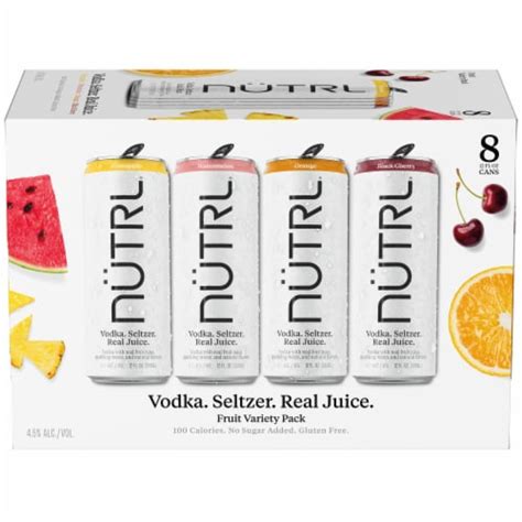 Nutrl Gluten Free Real Juice Vodka Seltzer Variety Pack 8 Pack 12 Fl Oz King Soopers
