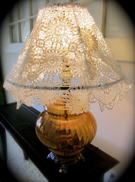 On Sale Handmade Crocheted Doily Lamp Shade On By Twiggsandlace 2000