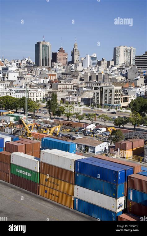 Container Port And City Skyline Montevideo Uruguay South America
