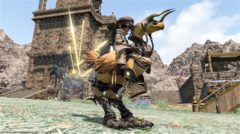 Warrior Of Light Extreme Chocobo Armor With Glowing Weapons True Barding Of Light Ff14