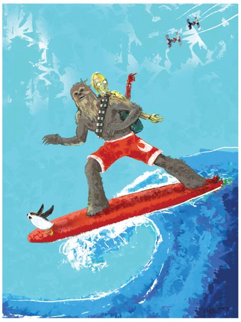 Chewbacca Surfing Pop Culture Series Star Wars Art Print Etsy