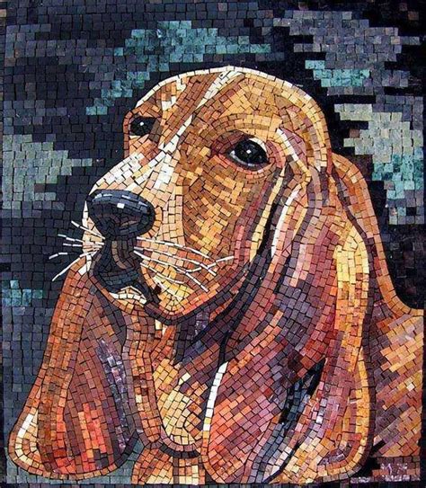 Marble Mosaic Art Dog Portrait Animals Mozaico