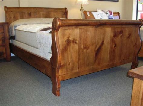 Rustic Pine Nith River Queen Sleigh Bed Solid Wood Mennonite