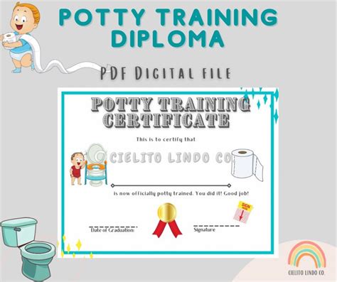 Potty Training Diploma Potty Certificate Potty Training Etsy