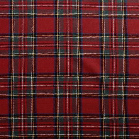 Flannel Yarn Dyed Plaid Fabric Royal Stewart Red By The Yard