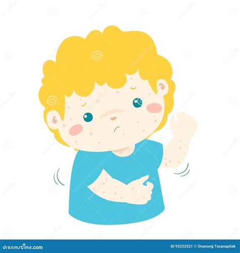 Boy With Health Problem Allergy Rash Itching Stock Vector