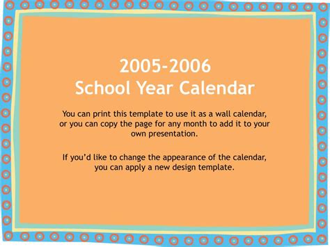 Ppt 2005 2006 School Year Calendar Powerpoint Presentation Free