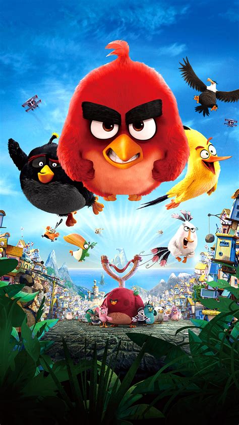The flightless birds and scheming green pigs take their beef to the next level. The Angry Birds Movie (2016) Phone Wallpaper | Moviemania