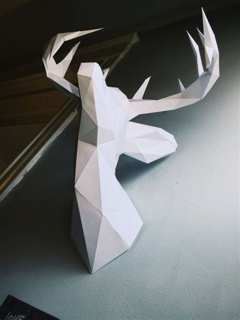 Faux Deer Head Papercraft Model Diy Template Faux Deer Faux Deer