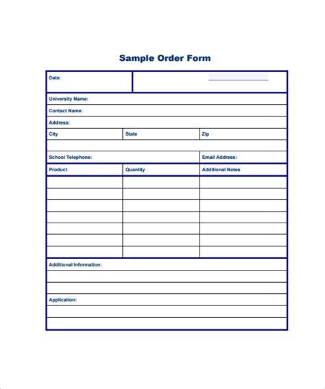 Generic Work Order Form Printable Order Form Template