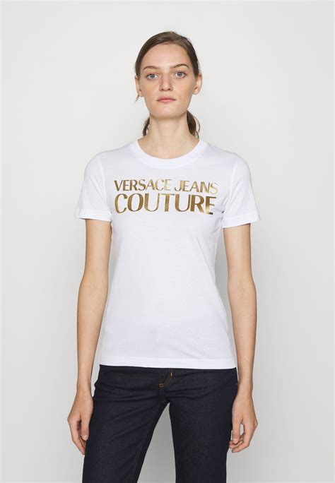 Versace Jeans Couture Print T Shirt Whitegoldwhite Uk
