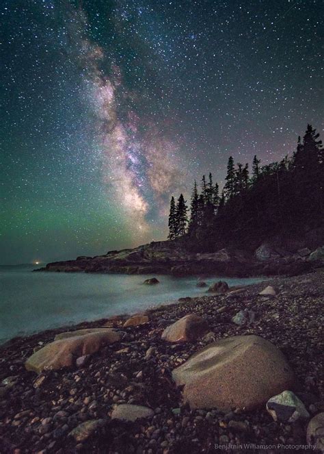 Acadia Milky Way Night Landscape Milky Way Rocky Shore