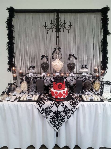 Black And White With A Touch Of Red Lolly Buffet Birthday Party Ideas