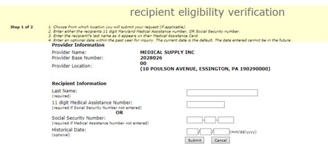 Maryland Medicaid Eligibility Verification Medical Supply Inc