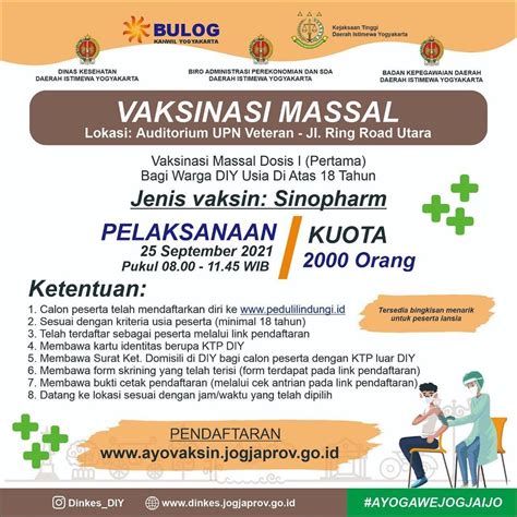 Cara Daftar Dan Link Vaksinasi Di Upn Veteran Yogyakarta Kuota Dosis Ayovaksin Jogjaprov