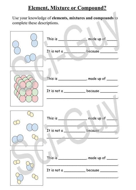 Elements Compounds And Mixtures A Worksheet For Understanding Style