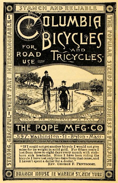 1885 Advertisements For Columbia Bicycles And Tricycles Bicicletas