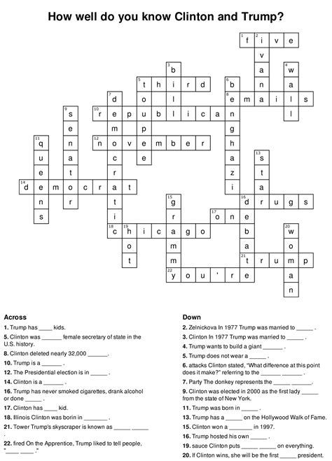 English Crossword Puzzles With Answers