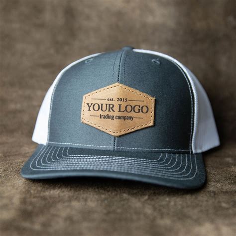 Custom Logo Leather Patch Trucker Style Hat Hats Richardson Etsy