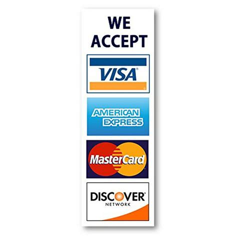We Accept Credit Cards Amex Visa Mastercard Discover Decals Sticker