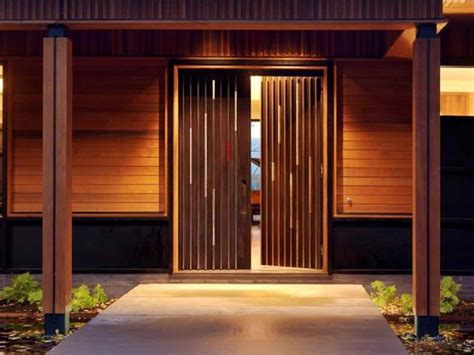 Medium sized contemporary front door in miami with beige walls, dark hardwood flooring, a double front door, a glass front door and brown floors. 21 Great Example Of Rustic Double Front Door Designs - Interior Design Inspirations