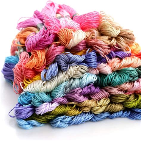 Embroidery Thread Rainbow Color Embroidery Floss With Cotton Etsy