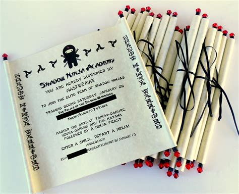 Every princess deserves an elegant invitation to announce her. Ninja Birthday Party, Part II ~Scrolled Invitation ...