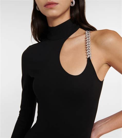 one shoulder cutout jersey minidress in black david koma mytheresa