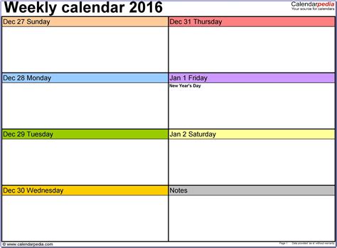 Calendar Planner Template Excel