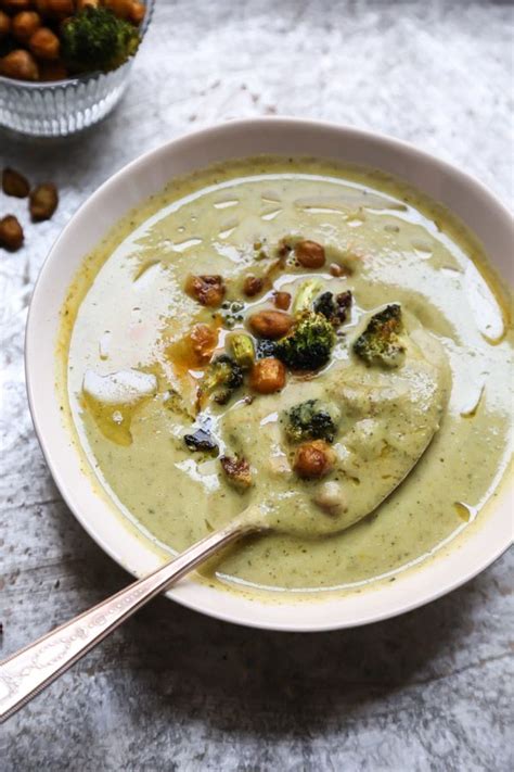 Creamy Vegan Broccoli Soup With Curried Chickpeas Recipe Recipes
