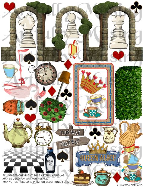 Wonderland Alice In Wonderland Collage Sheet Digital Etsy