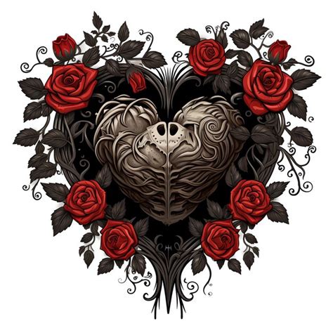 Premium Ai Image Beautiful Gothic Roses Gothic Heart With Flowers