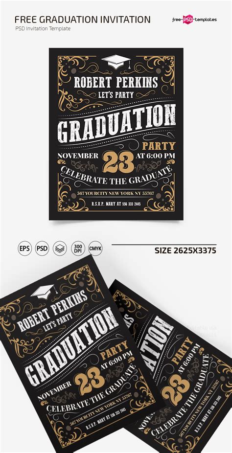 Free Psd Graduation Invitation Templates Printable Templates