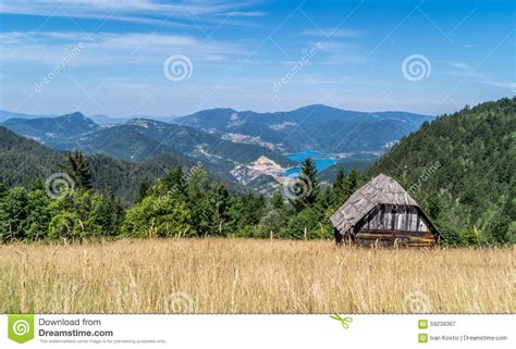 Log Cabin On Landscape Stock Photo Image 59238367
