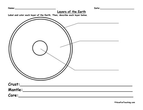 Layers Of The Earth Worksheet Have Fun Teaching